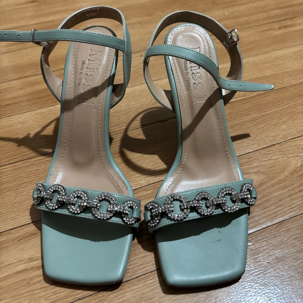 Teal Blue Bedazzaled Heels